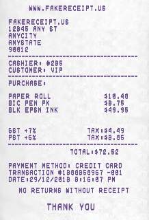 Fake Receipt Generator - Free Online Receipt Maker