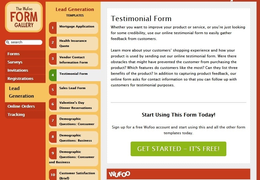 Wufoo - Free Online Form Builder Tool with Cloud Storage Database for Lead Generation