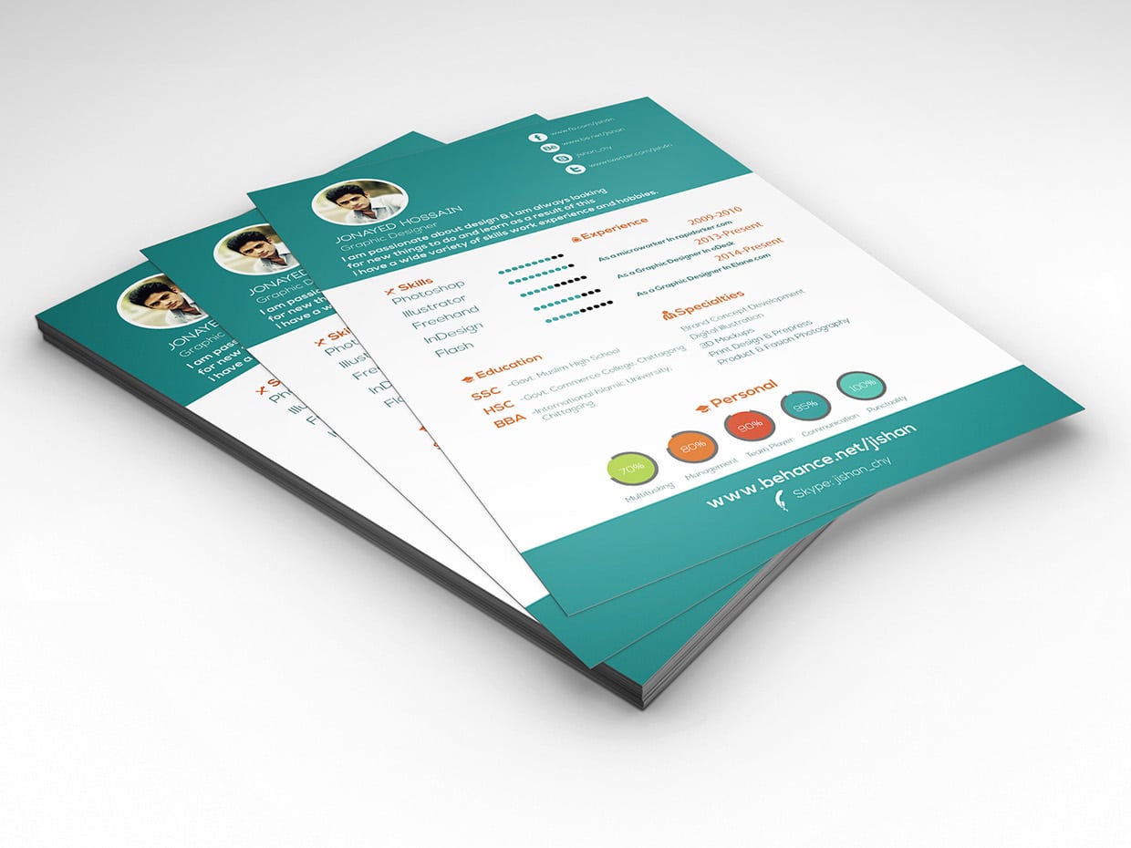 Free Graphic Design Infographic Resume CV Vitae Design