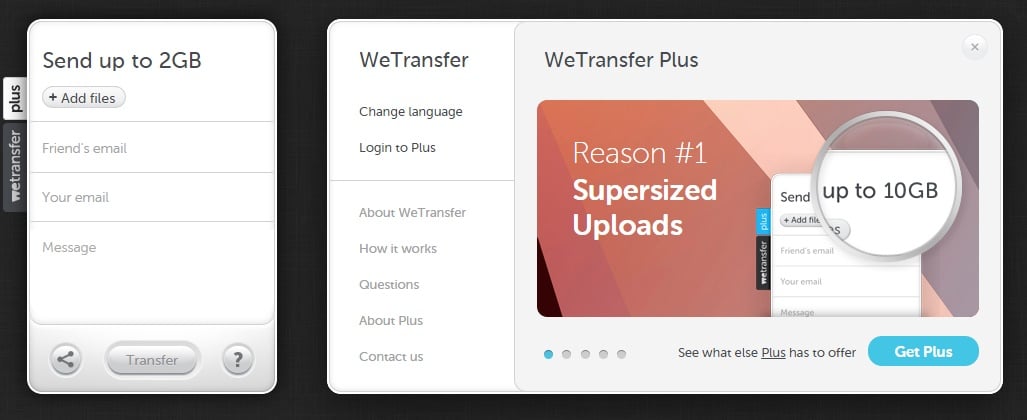 WeTransfer - Transfer Gigantic 10 GB Monster Files