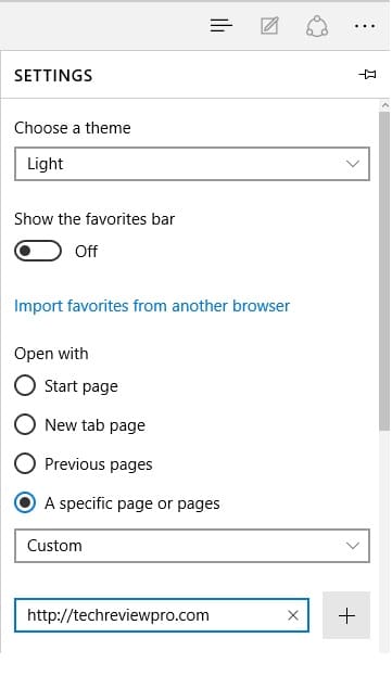 Microsoft Edge Tips and Tricks for Windows 10 - Set Specific Start Page
