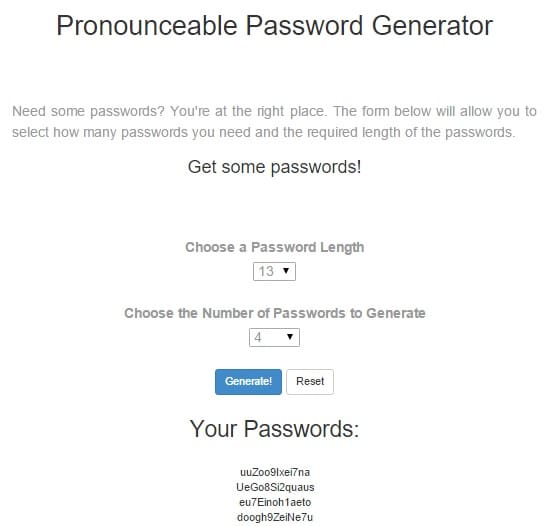 Pronounceable Password Generator - Online Password Generator Tool