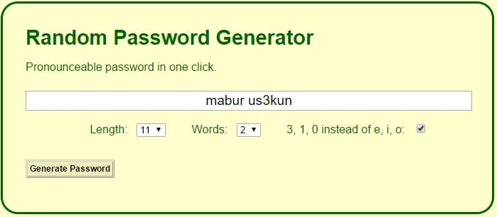 Random Password Generator - Pronounceable Password in One Click