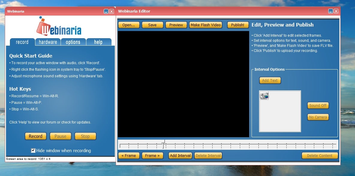 Webinaria Free Sreen Recording Software Tool - Open Source Free Screen Recorder