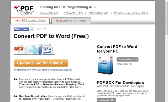 PDF Online - Free Online PDF to Word and Word to PDF Converter