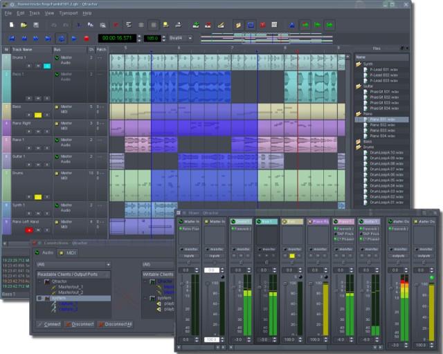 qtractor: best free audio editor software for Linux - best Linux audio editor