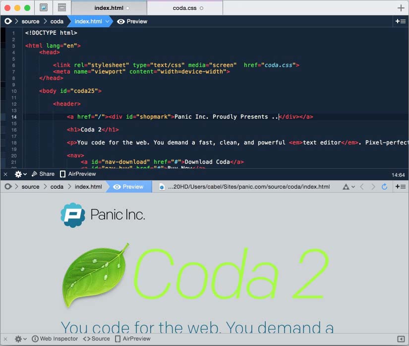 Coda Best Paid Text Editor for Mac IDE Features - Recommended Best Text Editors for Mac - Best Mac Text Editors - Paid and Free Text Editor for Mac