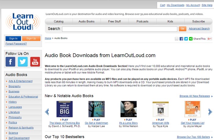 LearnOutLoud - Best Sites to Download Free Audio Books Online - Download Free Streaming Audio Books Online