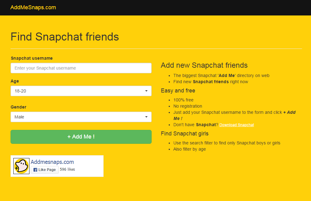 AddMeSnaps.com-Find Snapchat Friends in bulk - Snapchat Friends Finder Tool to Add Friends on Snapchat