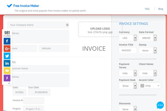 Free Invoice Maker - Make Your Own Receipts - Free Online Invoice Generator Tool