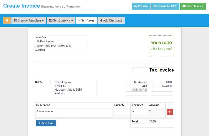 Online Invoices - Template Based Invoice Creator Online to Create Free Invoice Online