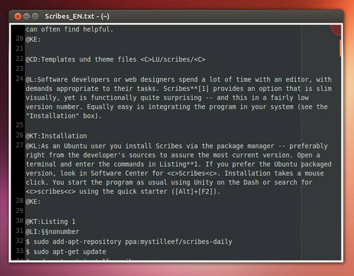 Scribes - Best Ubuntu Text Editor to Replace Ubuntu Default Text Editor