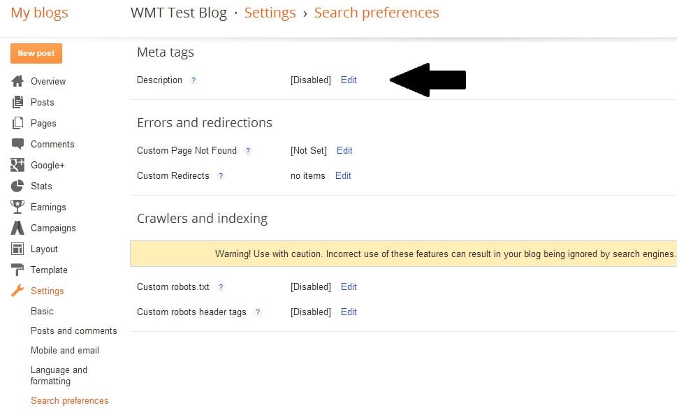 Adding Meta Description Tags from Search Preferences in Blogger Blog