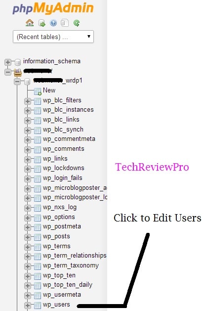 Edit phpMyAdmin Database