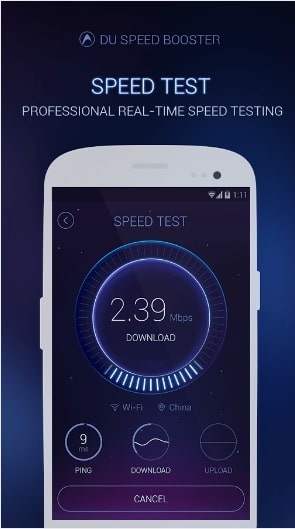 DU Speed Booster Tests Your Internet Speed