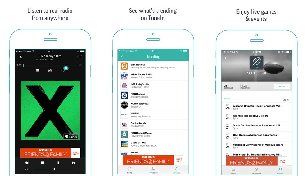 TuneIn Radio - Best Music Streaming Apps for Android and iOS Power Users to Stream Music Online