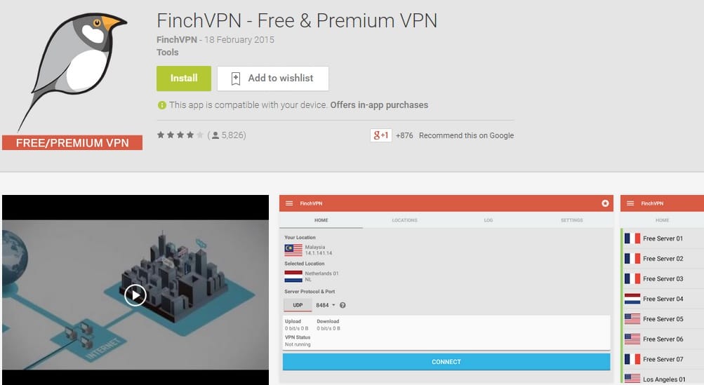 Finch VPN - Free and Premium VPN Android App