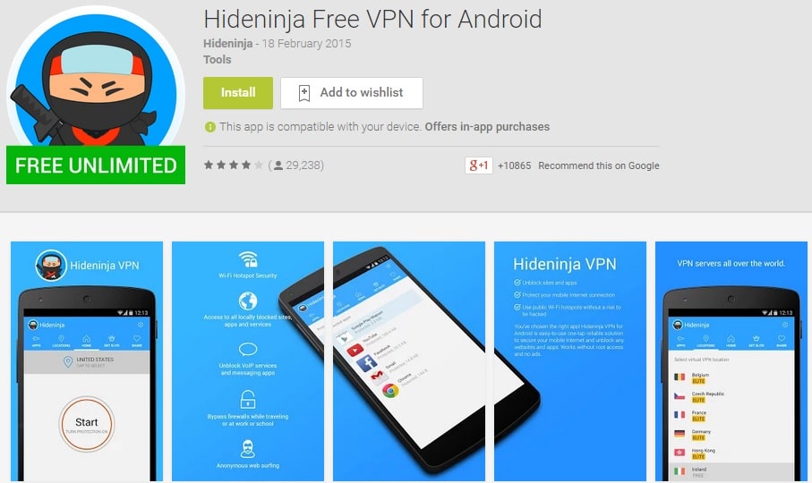 HideNinja - Free VPN for Android
