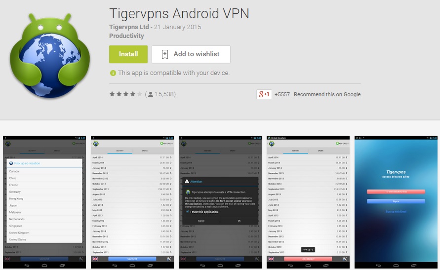 Tigervpns Android VPN App