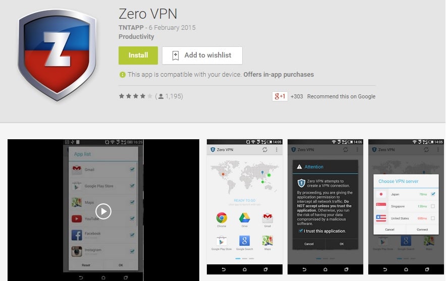 Zero VPN - Free Android VPN at Zero Cost and Zero Difficulty