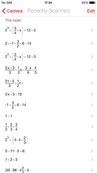 PhotoMath - Free Mathematics Equation Solving Scanned History