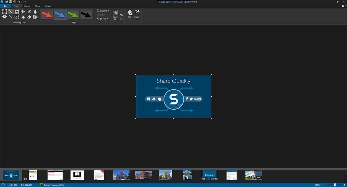 make shapes the default in the snagit editor