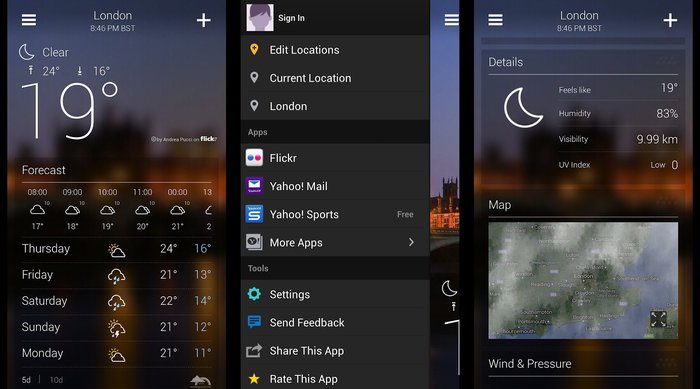 Yahoo Weather- Best Weather App for Holidays - Best Free Holiday Apps to Take with You on Your Holidays