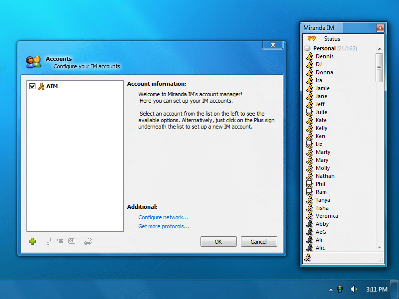 Miranda- feature rich instant messaging program client for Windows PC