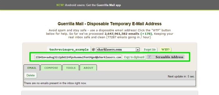 Guerrilla Mail- scramble address - How to send an anonymous email from anonymous email account for free