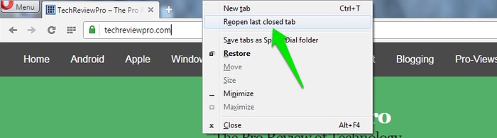 Browser Tips and tricks to Reopen closed tab - Browesr Tips and Tricks