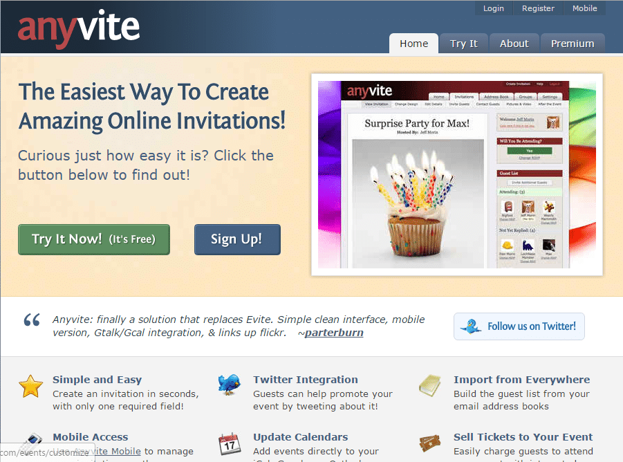 Anyvite - Evite Alternatives: Top 7 Best Evite Alternatives to Send Invitations Online