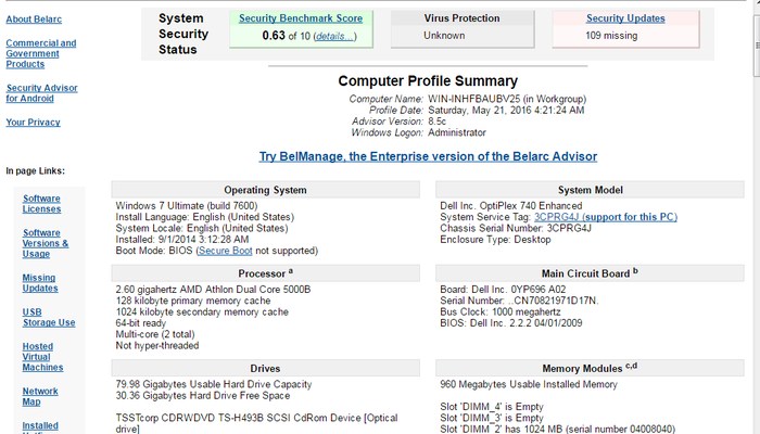 Belarc-Advisor-Online-system-inforamtion-utility - Best Free System Information Utilities to Check System Information - How to Find System Specs on Windows 8