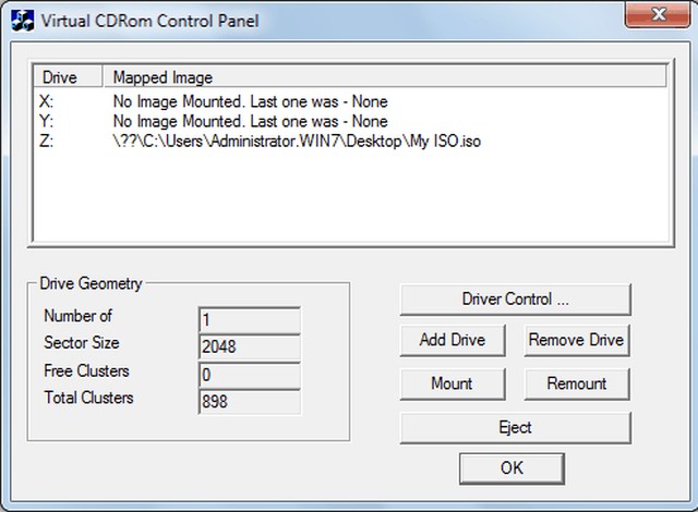 Microsoft Virtual CDRom Control Panel ISO Mounting Software - Best ISO Mounting Software to Mount ISO Files - How to Mount an ISO Files - Best Free ISO Mounting Software