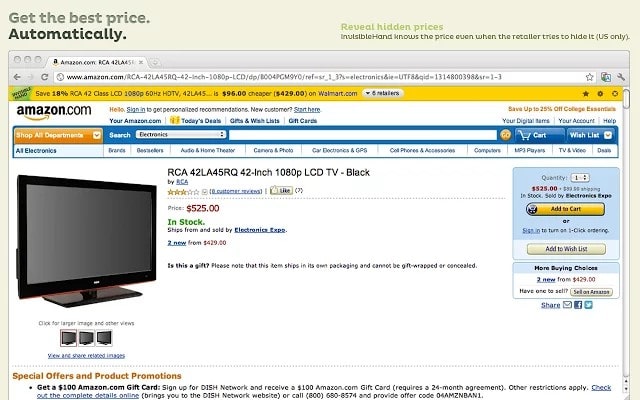 invisiblehand - Best Chrome Extensions for Online Shoppers - Best Chrome Extensions to Save Money while Shopping Online