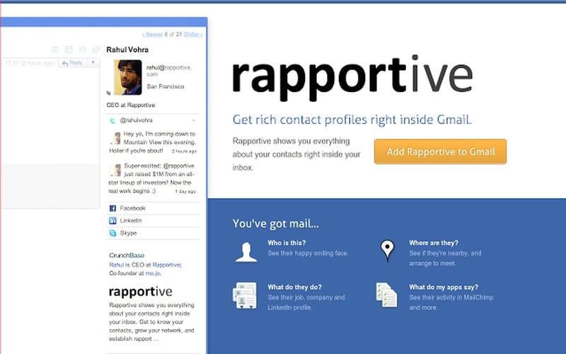 rapportive - Best Chrome Extensions - Best Chrome Extensions for Professional Bloggers