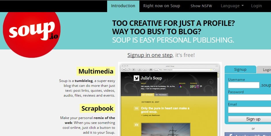 soup - Sites Like Tumblr: Top 10 Best Sites Like Tumblr to Start Blogging for Free