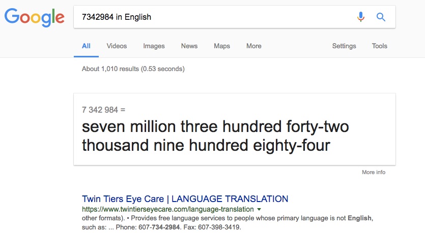Google Search Tips and Tricks to Read Number in Words