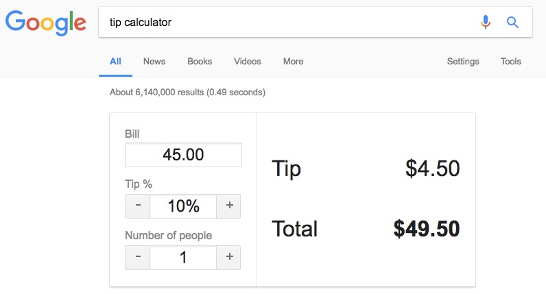 Tip Calculator - Google Search Tips and Tricks