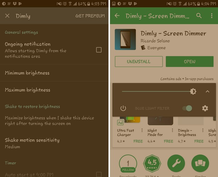 Dimly Screen Dimmer - Best Blue Light Filter Apps for Android - Free Apps for Blue Light Filtering
