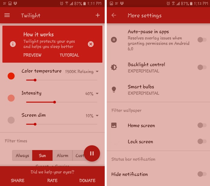 Twilight - Best Blue Light Filter Apps for Android - Free Apps for Blue Light Filtering