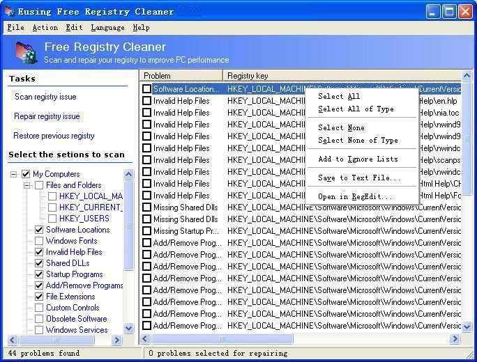 Eusing Free Registry Cleaner for Windows - Best Windows Registry Cleaner Tool