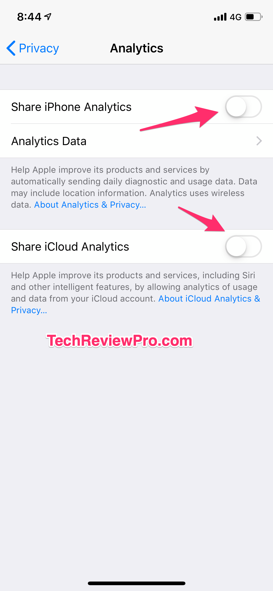 Turn off Data and Analytics Sharing on iOS 12 Hidden Settings