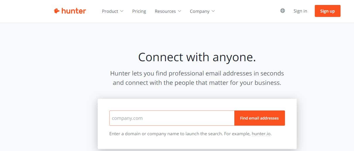 Hunter - Best ZoomInfo Alternatives Sites Like ZoomInfo to Find Business Email Address