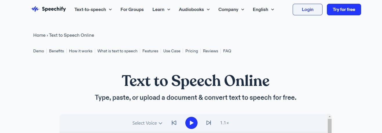 Speechify Text to Speech Online - Best Text-to-Speech Ai Video Speech Voice Maker for YouTube Videos