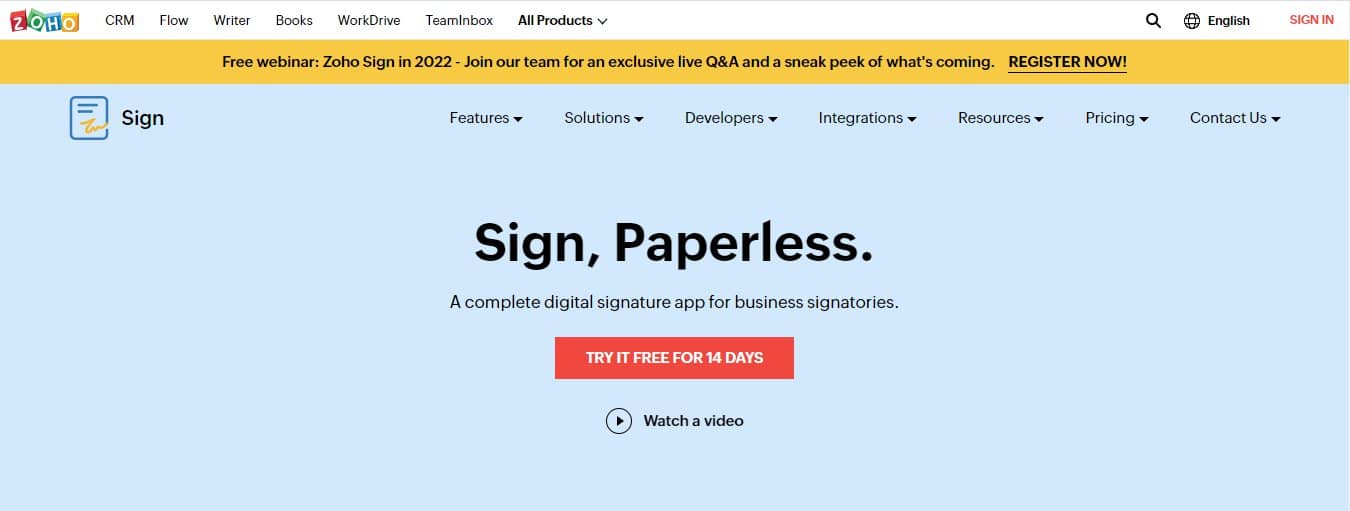 ZohoSign as DocuSign Alternative - Best Free DocuSign Alternatives Programs Like DocuSign