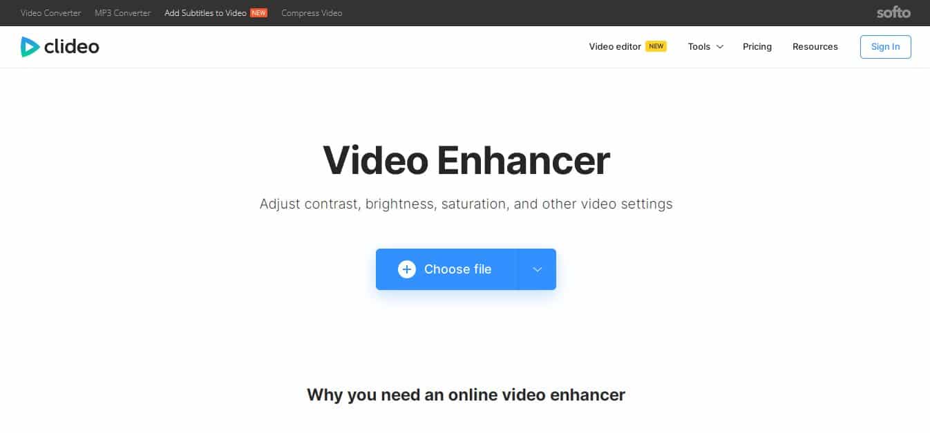 Clideo Video Enhancer - Best AI Video Upscaling Software for Upscaling Videos using AI